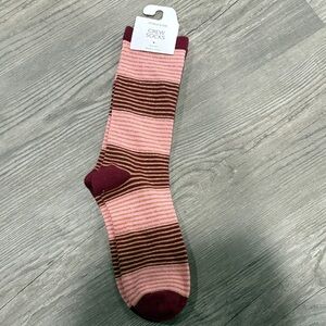 Maurices Pink and Brown Striped Crew Socks